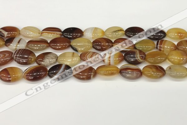 CAA4653 15.5 inches 12*16mm oval banded agate beads wholesale