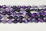 CAA4687 15.5 inches 10*14mm flat teardrop banded agate beads wholesale