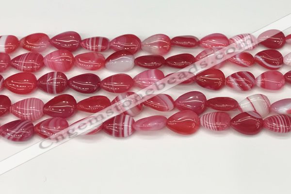 CAA4689 15.5 inches 10*14mm flat teardrop banded agate beads wholesale