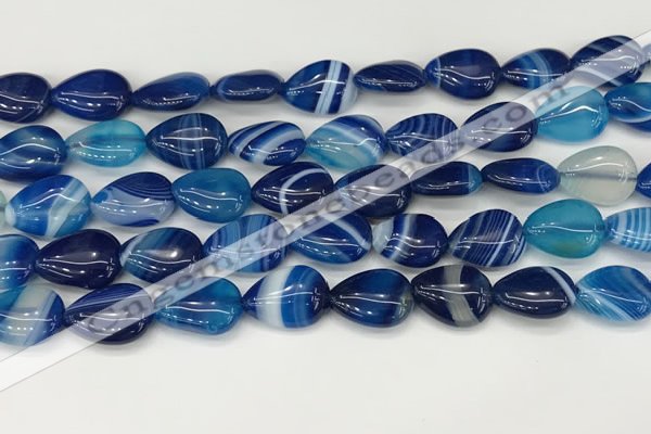 CAA4691 15.5 inches 10*14mm flat teardrop banded agate beads wholesale