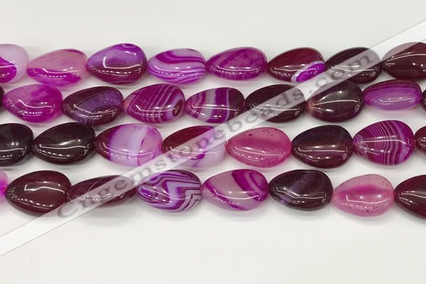 CAA4704 15.5 inches 13*18mm flat teardrop banded agate beads wholesale