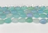 CAA4706 15.5 inches 13*18mm flat teardrop banded agate beads wholesale