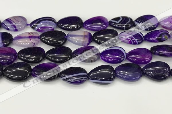 CAA4711 15.5 inches 15*20mm flat teardrop banded agate beads wholesale