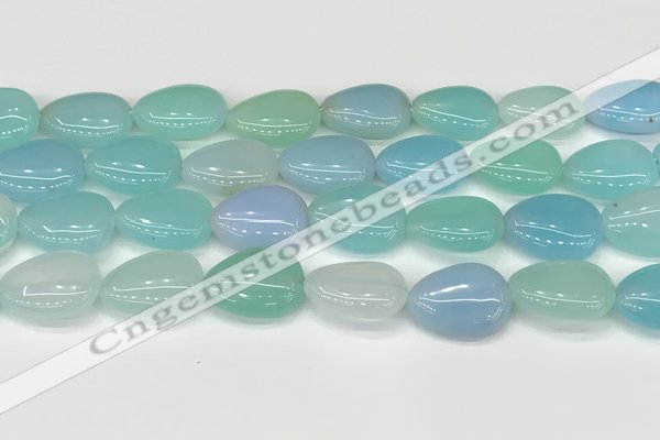 CAA4714 15.5 inches 15*20mm flat teardrop banded agate beads wholesale