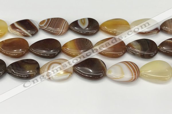 CAA4718 15.5 inches 18*25mm flat teardrop banded agate beads wholesale