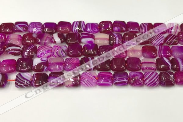 CAA4728 15.5 inches 10*10mm square banded agate beads wholesale