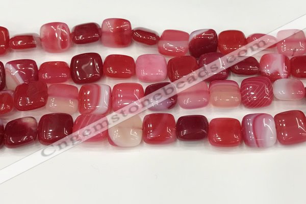 CAA4737 15.5 inches 12*12mm square banded agate beads wholesale