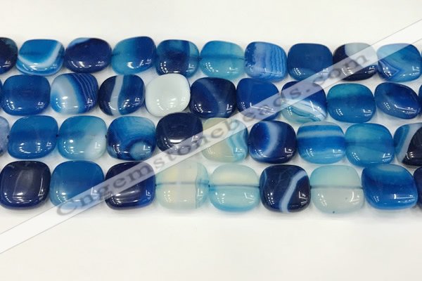 CAA4746 15.5 inches 14*14mm square banded agate beads wholesale