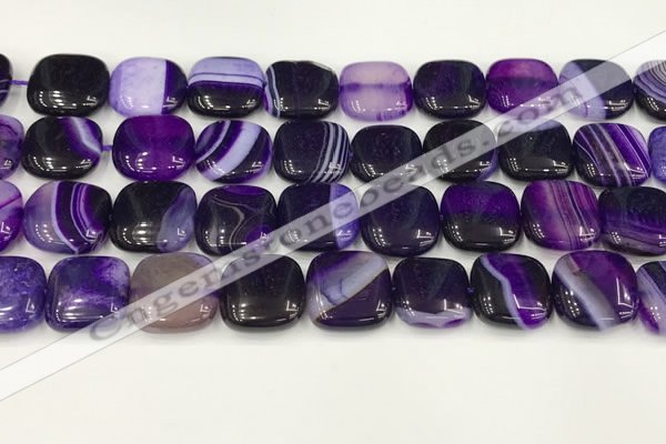 CAA4750 15.5 inches 16*16mm square banded agate beads wholesale