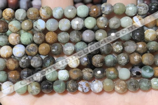 CAA4860 15.5 inches 6mm faceted round ocean agate beads