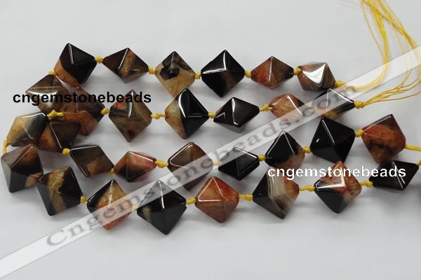 CAA494 15.5 inches 20*20mm pyramid agate druzy geode beads