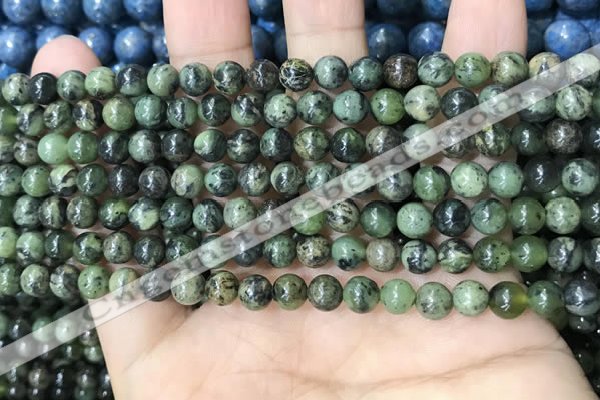 CAA4964 15.5 inches 4mm round green dendritic agate beads