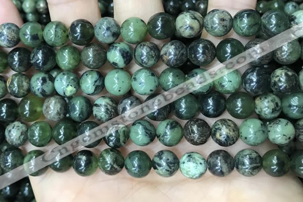 CAA4966 15.5 inches 8mm round green dendritic agate beads