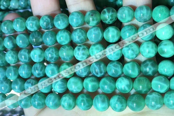 CAA5022 15.5 inches 8mm round green dragon veins agate beads