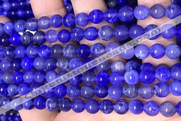 CAA5030 15.5 inches 6mm round blue dragon veins agate beads