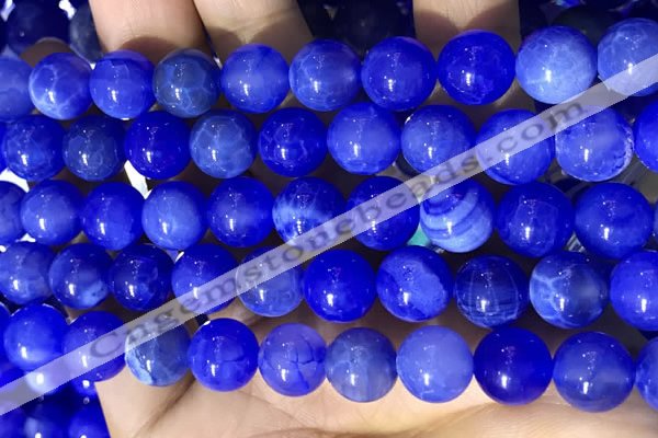 CAA5032 15.5 inches 10mm round blue dragon veins agate beads