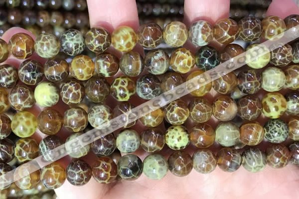 CAA5038 15.5 inches 8mm round yellow dragon veins agate beads