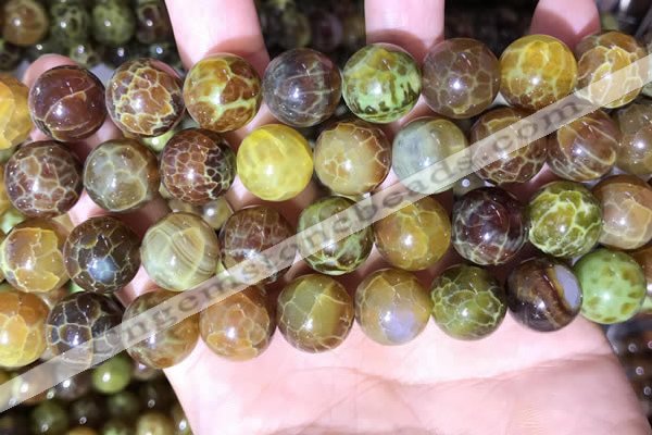 CAA5041 15.5 inches 14mm round yellow dragon veins agate beads