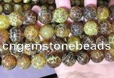 CAA5042 15.5 inches 16mm round yellow dragon veins agate beads