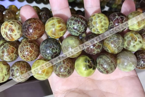 CAA5043 15.5 inches 18mm round yellow dragon veins agate beads