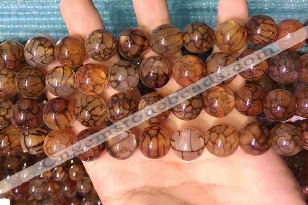 CAA5058 15.5 inches 12mm round dragon veins agate beads wholesale