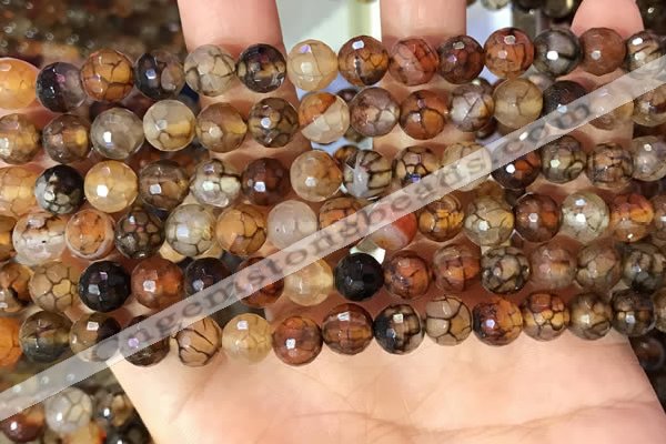 CAA5062 15.5 inches 6mm faceted round dragon veins agate beads