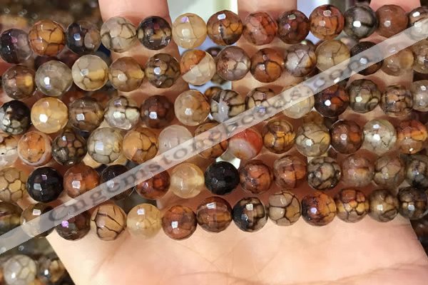 CAA5063 15.5 inches 8mm faceted round dragon veins agate beads