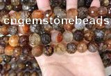 CAA5065 15.5 inches 12mm faceted round dragon veins agate beads