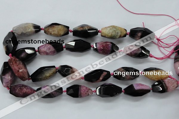 CAA507 15.5 inches 15*30mm faceted rice agate druzy geode beads