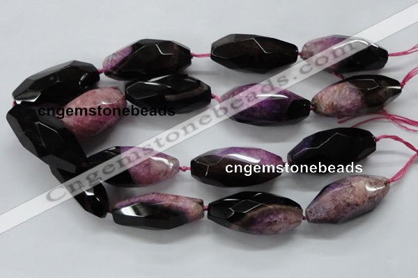 CAA508 15.5 inches 22*50mm faceted rice agate druzy geode beads