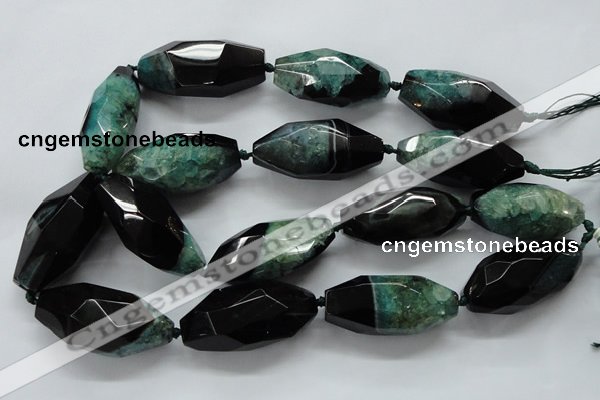 CAA509 15.5 inches 22*50mm faceted rice agate druzy geode beads