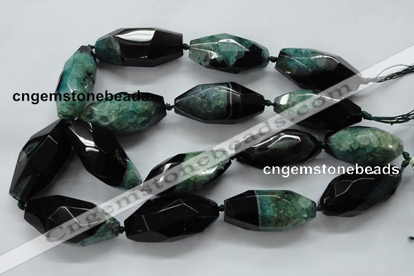 CAA509 15.5 inches 22*50mm faceted rice agate druzy geode beads