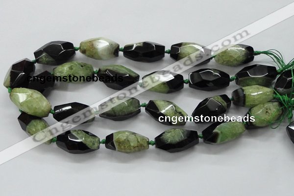 CAA510 15.5 inches 15*30mm faceted rice agate druzy geode beads