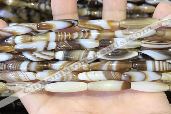 CAA5108 15.5 inches 6*25mm rice striped agate beads wholesale