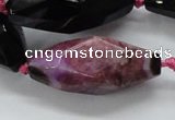 CAA511 15.5 inches 15*40mm faceted rice agate druzy geode beads