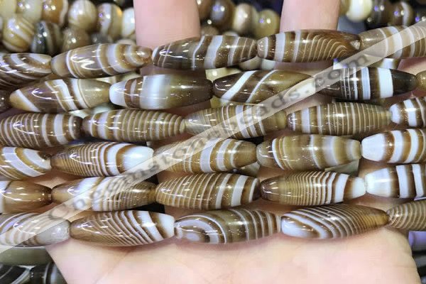 CAA5112 15.5 inches 8*25mm rice striped agate beads wholesale