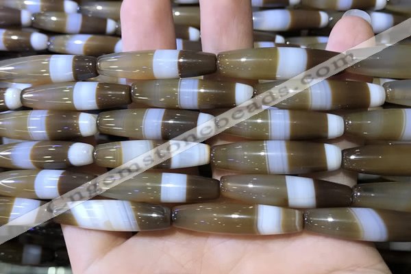 CAA5115 15.5 inches 8*33mm rice striped agate beads wholesale