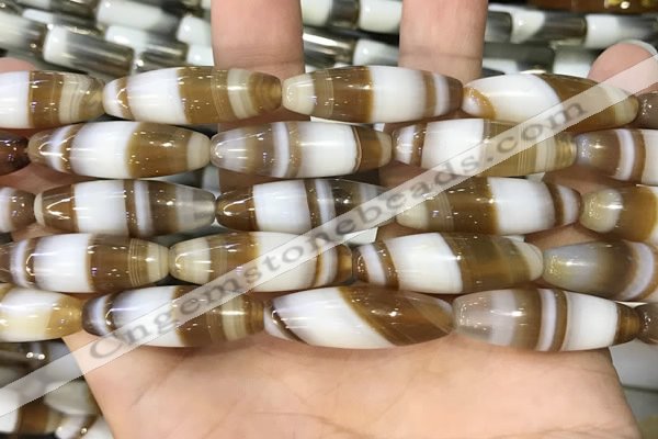 CAA5122 15.5 inches 10*30mm rice striped agate beads wholesale