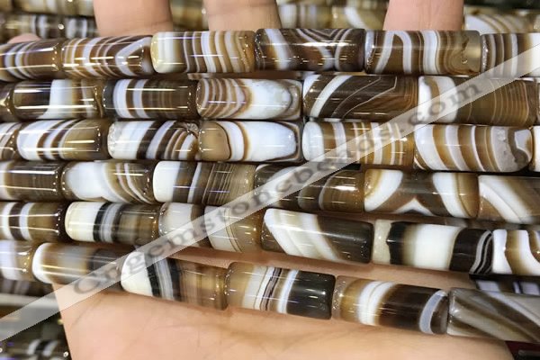 CAA5127 15.5 inches 8*20mm tube striped agate gemstone beads