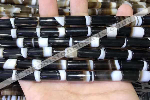 CAA5128 15.5 inches 8*20mm tube striped agate gemstone beads