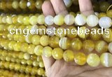 CAA5150 15.5 inches 6mm faceted round banded agate beads