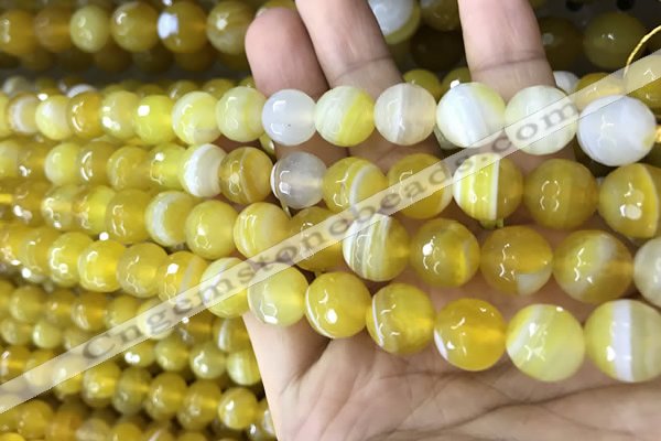 CAA5150 15.5 inches 6mm faceted round banded agate beads