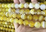 CAA5152 15.5 inches 10mm faceted round banded agate beads