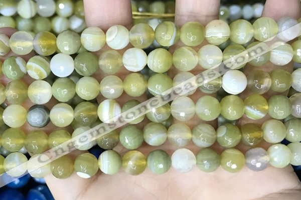 CAA5157 15.5 inches 6mm faceted round banded agate beads