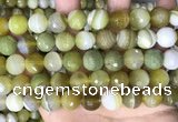 CAA5161 15.5 inches 14mm faceted round banded agate beads