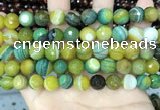 CAA5166 15.5 inches 10mm faceted round banded agate beads