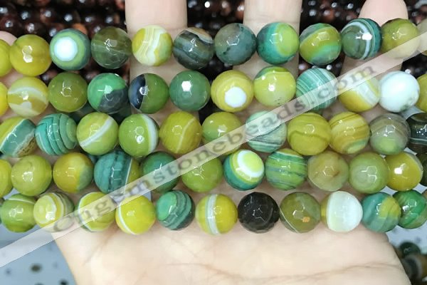 CAA5166 15.5 inches 10mm faceted round banded agate beads