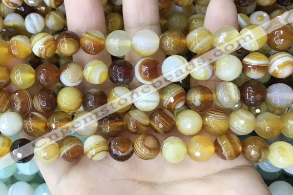 CAA5171 15.5 inches 6mm faceted round banded agate beads