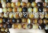 CAA5173 15.5 inches 10mm faceted round banded agate beads