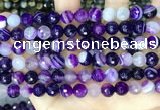 CAA5179 15.5 inches 8mm faceted round banded agate beads